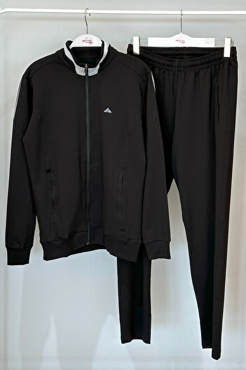 REMSA Μαύρη ανδρική αθλητική φόρμα - Lycra Combed Cotton 3715