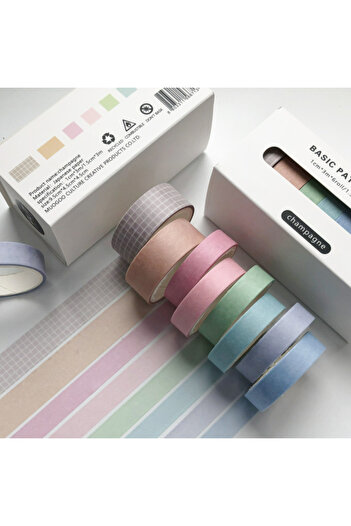 GUGUK 7-Color Champagne Pastel Washi Tape - Sticky Note (Ggk-Pc020)