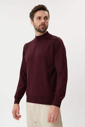 hateko Claret Red Classic Cut Men's Half Fisherman Sweater