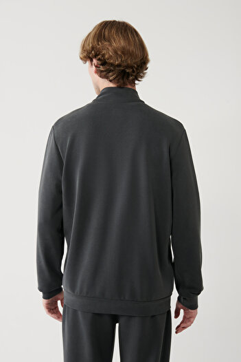 Avva Erkek Antrasit Dik Yaka Baskılı Soft Touch Baskılı Regular Fit Sweatshirt A41Y1225