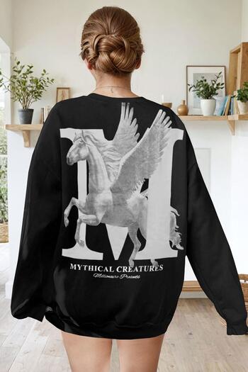 Millionaire Μαύρο Mythical Printed - Φούτερ μεγάλου μεγέθους