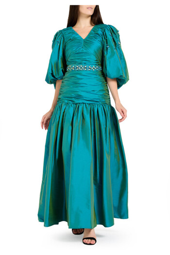 Amri Ruched taffeta long dress