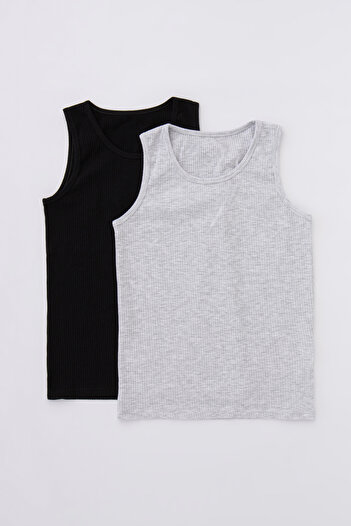 Penti Black Boy's Mono Rib 2-Piece Tank Top