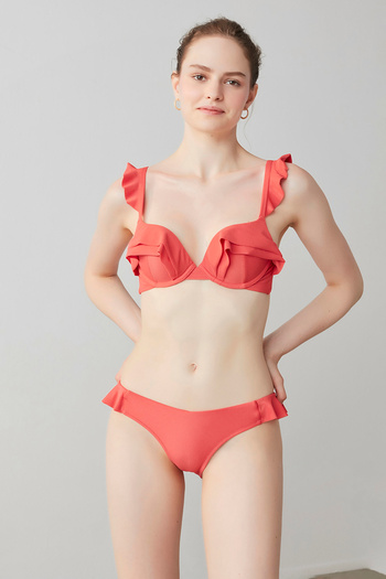 Penti Red Pia Frill Cup Ruffle Bikini Top
