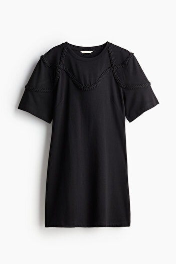 H&M Örme Şeritli Tişört Elbise