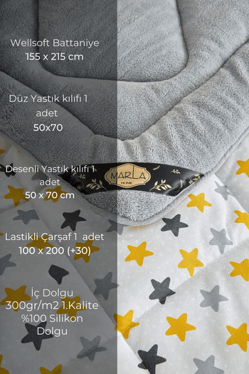 MARLA HOME STAR Diamond Patterned - Cotton Double Sided Fluffy Single Sleeping Set