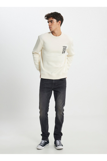 Lee Ανδρικό μπλουζάκι Ecru - Crew Neck, Regular Fit L242166104
