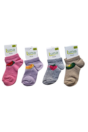 Luna Socks Чорапи с ботуши за момичета с плодови шарки, различни цветове, 4 броя