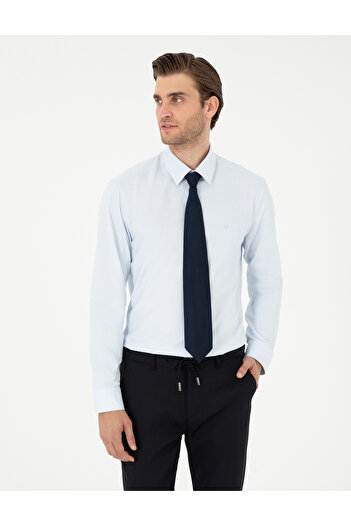 Pierre Cardin Ανοιχτό μπλε Slim Fit μακρυμάνικο βασικό πουκάμισο 50297903-VR003