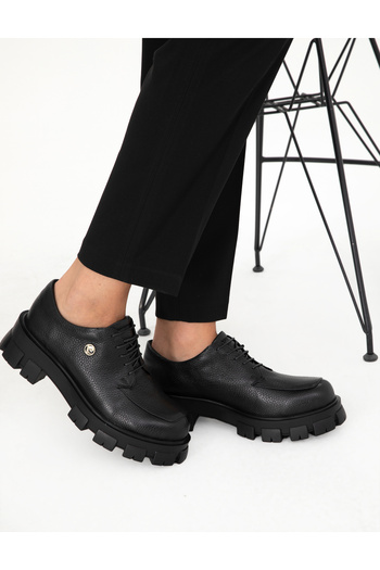 Pierre Cardin Black Leather Casual Shoes 50296421-Vr046