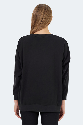 Slazenger Vikenti Sw Oversize Women's Oversize Black Sweatshirt with Pockets