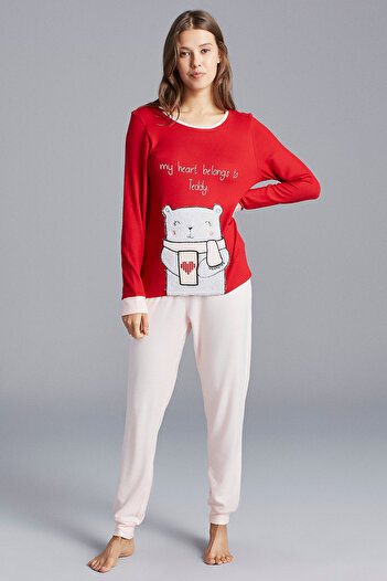 Penti Woman's Red Bear Thermal T-shirt