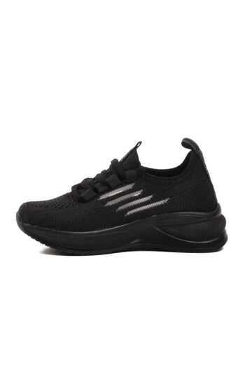 WALKWAY Black Mesh Ornamental Laced Boys' Sports Shoes