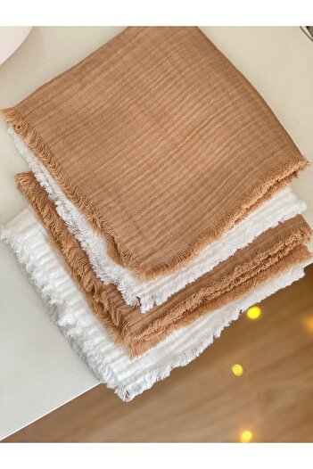 BETSY STUDIO 100% Cotton Baby Mouth Wipes Set of 4 White Brown Shoulder Cover Sweat Wipes