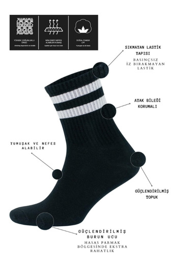 Shuttle Park Pack of 6 Unisex Quality Fashion Black and White Striped College Socks
