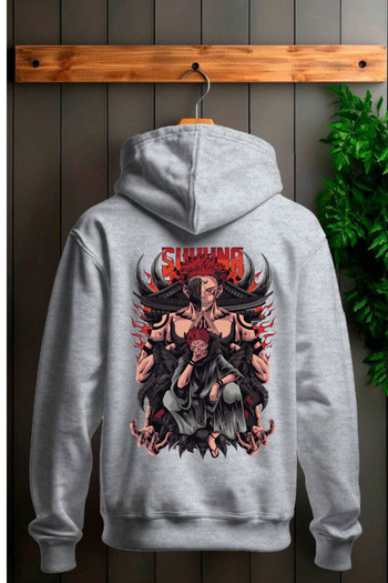 Massgai Unisex Jujutsu Kaisen: Yuji Ithori Sakuna με εμπριμέ σχέδιο με κουκούλα Oversize φούτερ με κουκούλα