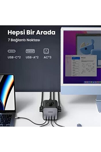 Ugreen Diginest Cube 65w Gan 2 Hızlı Şarj Cihazı 2*usb / 2*type-c 3 Lü Akım Korumalı Küp Grup Priz