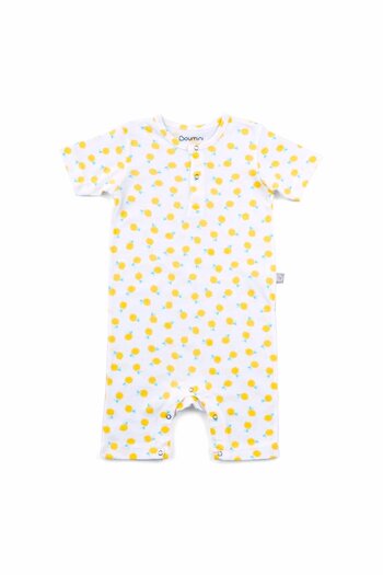 Boumini Yellow Lemon Patterned Cotton Baby Shorts Romper - Short Sleeve