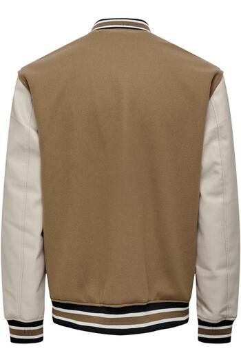 Only & Sons ONSJASON VARSITY JACKET OTW ΑΝΟΙΧΤΟ ΚΑΦΕ