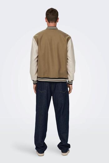 Only & Sons ONSJASON VARSITY JACKET OTW ΑΝΟΙΧΤΟ ΚΑΦΕ