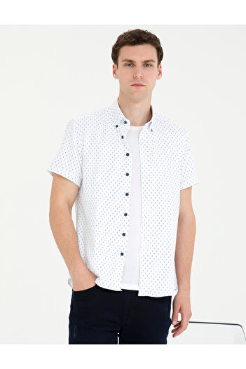 Pierre Cardin Ανοιχτό μπλε Navy Slim Fit κοντομάνικο πουκάμισο 50269453-VR059