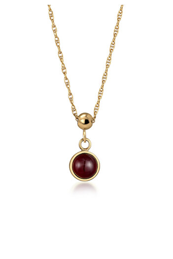 ELLI Necklace Necklace With Stone Ladies Pendant Link Chain Garnet Cabochon Cut Red 925 Sterling Sil