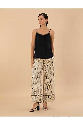 Pierre Cardin Krem Desenli Saten Pantolon 50275628-VR071