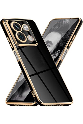 Fibaks Redmi Note 13 Pro 4g |   Case Glossy Edge Gold Embroidered Camera Protection Cover