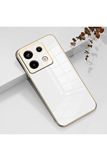 Fibaks Redmi Note 13 Pro 4g |   Case Glossy Edge Gold Embroidered Camera Protection Cover