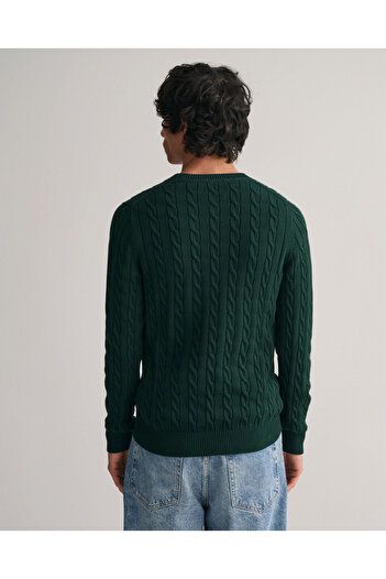 Gant Erkek Yeşil Regular Fit Bisiklet Yaka Kazak