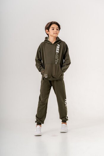 Mışıl Kids Boy's Tracksuit Set - Free-42 ° 3-up Printed, Leg Print Detail, Hooded