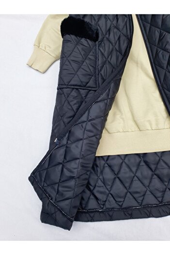 Modamorfo Removal Hooded Belted Quilted Vest - Black