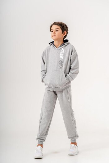 Mışıl Kids Boy's Tracksuit Set - Free-42 ° 3-up Printed, Leg Print Detail, Hooded