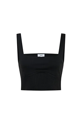 Twist Square Neck Crop Knitwear