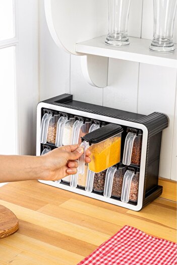 MCK Plus 12-Piece Spice Rack Storage Set with Stand and Clear Lid - for Wall and Mounted
