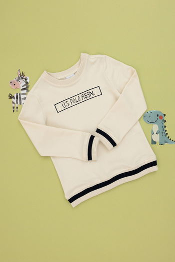 U.S. Polo Assn. Boy's Cream Crew Neck Sweatshirt 50293608-Vr071
