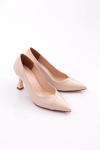 DGN Beige Women's Heeled Shoes - Wrinkled 8812621