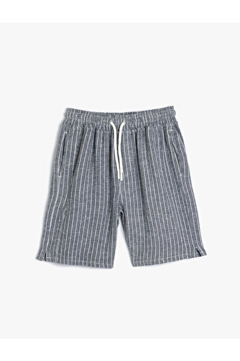 Koton Linen Shorts with Pockets - Elastic Waist and Tie