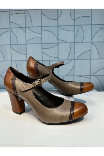 Anıl Ayakkabı Decolite Mink Tan Detail Belt Buckle Laced Genuine Leather Classic Heel Casual Style Shoes