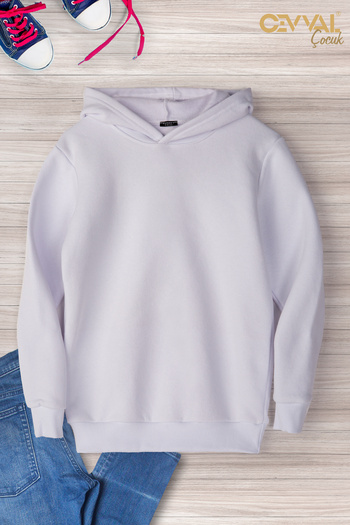 Cevval Back Printed Hooded Oversize Children's Sweat Shirt