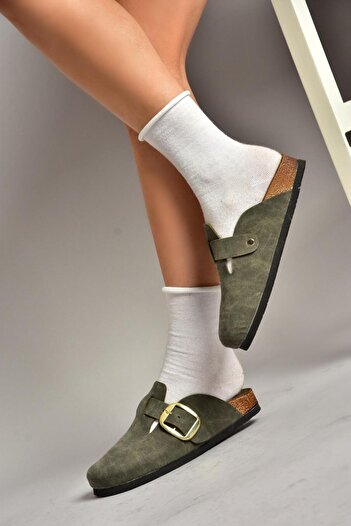 Fox Shoes Τ 777589002   Γυναικείες Παντόφλες Χακί Suede