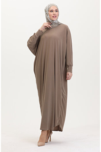 sefamerve 2000-23 Light Mink Bat Sleeve Loose Dress