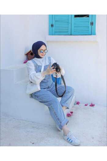 OlaLady Salopetă de damă din denim din lycra cu buzunar