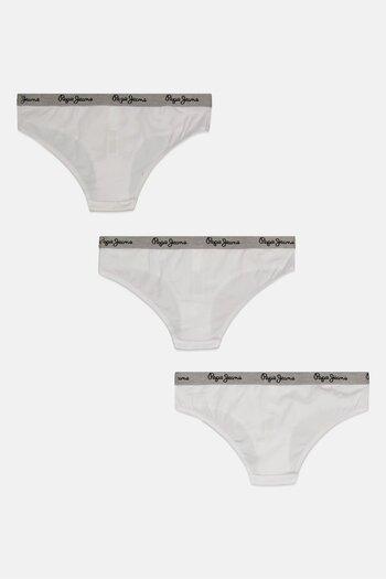 Pepe Jeans Women 3 Piece Brand Logo Underwear Briefs, White