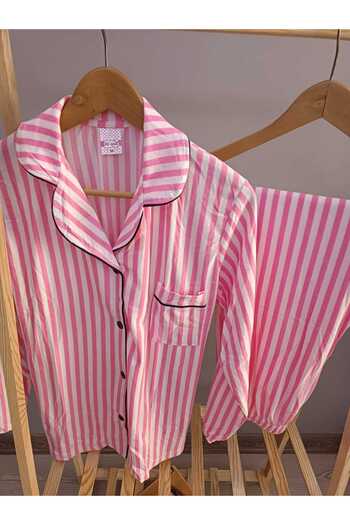 MYSTYLEWORLD kadın süet önü düğmeli pijama takımı