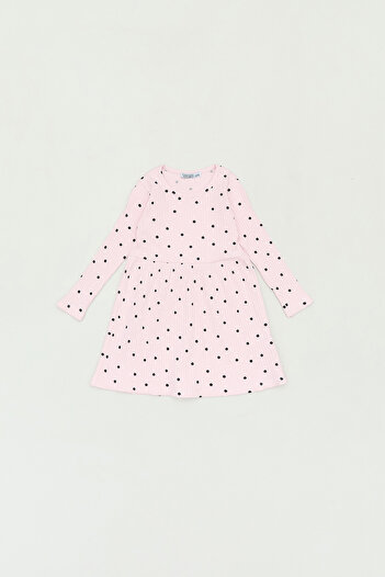 Fulla Moda Polka Dot Ribbed Girl's Dress