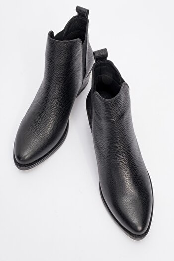LuviShoes Γυναικείες μπότες με τακούνι DOVENA Black Floater από γνήσιο δέρμα ελαστικό