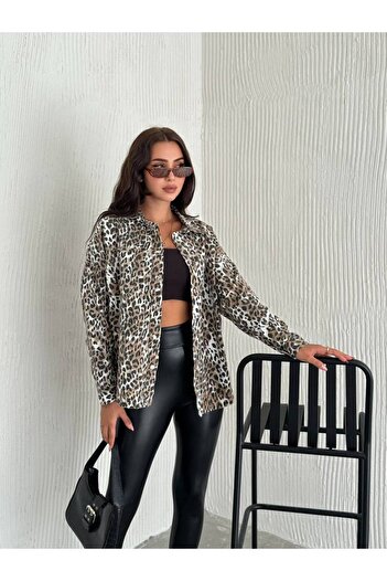 Noa Noa Leopard Patterned Gabardine Jacket