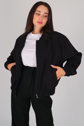 FACETTE Black Padded Women's Bomber Jacket - Short