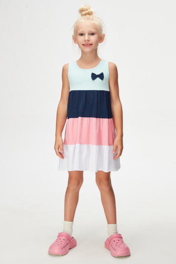 LOVETTI White Colored Layered Flying Rose Girl's Strap Dress